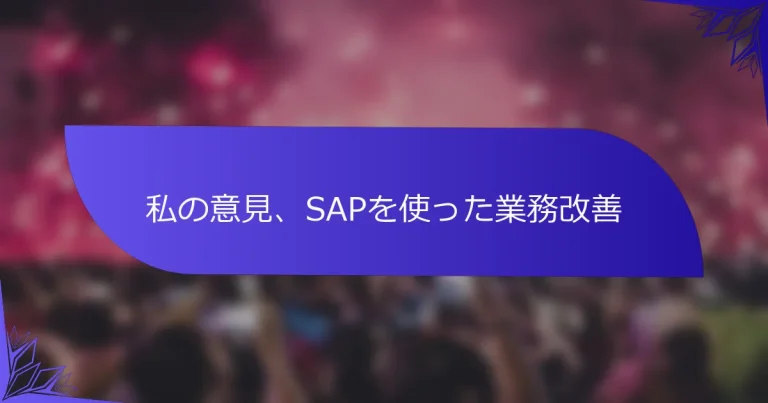 私の意見、SAPを使った業務改善