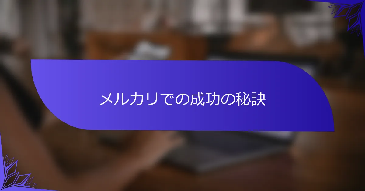 メルカリでの成功の秘訣