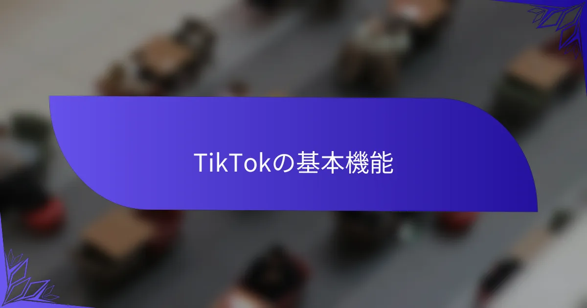 TikTokの基本機能